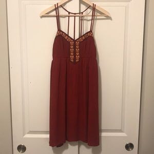 Maurices dark red dress with floral